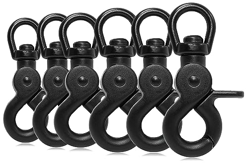 Xinlon 6 Karabinerhaken mit Drehgelenk – Robuste schwarz Bolzenkarabiner für Hundeleinen, Bergsteigen und Schlüsselbund – Praktische Schnalle mit Drehmechanismus für hohe Flexibilität und Sicherheit