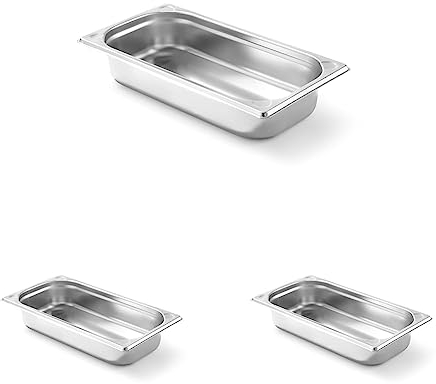 HENDI Contenitore Gastronorm, GN 1/3, resistenza termica -40 °C a 300 °C, compatibile con i forni a convezione, frigoriferi, bagno María, chafing dishes, 2.5L, 325x176x(H) 65mm, acciaio inox
