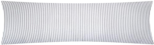 Seersucker Seitenschläferkissen-Bezug 40x145cm - Streifen in grau und weiß - 100% Baumwolle, Überzug, Kissenbezug (BS-Streifen-Grau)