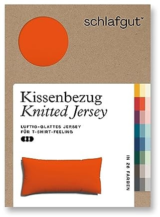 schlafgut Knitted Jersey Kissenbezug 40 x 80 cm Red Mid Uni weicher Premium Kopfkissenbezug einzeln, faltenfrei mit Elasthan