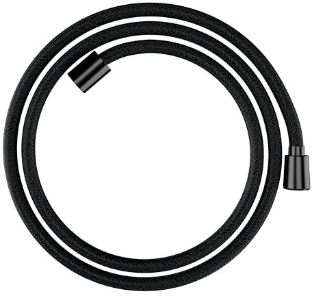 hansgrohe Designflex - universal Textil Duschschlauch 1,60 m, mit Verdrehschutz, flexibler Brauseschlauch mit Knickschutz, inkl. Dichtungsringe, Brushed Black Chrome