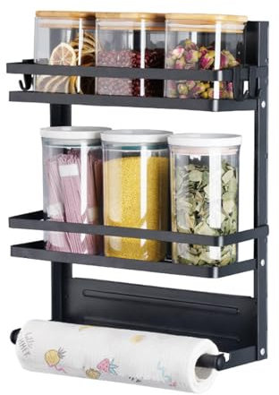 Estante Magnético para Especias para Refrigerador, Estante Magnético Plegable para Condimentos, Organizador Duradero para Nevera, Estante Lateral de Almacenamiento para Nevera para Cocina