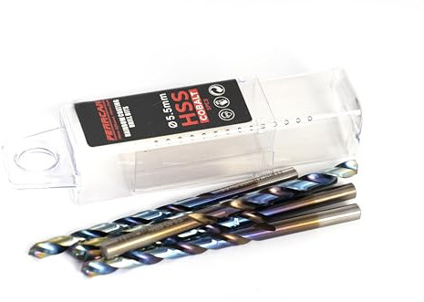 Ferrcan Brocas para metal HSS DIN338 M35 5% cobalto acabado rainbow para taladros en acero inoxidable, hierro y otros metales paquete de 5 unidades por medida (5.5mm)
