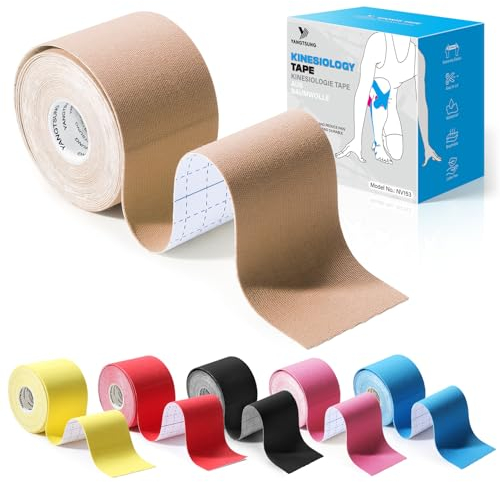 YANGTSUNG Kinesiotapes, 1 Kinesiologie Tape Rollen(5m x 5cm), Profi Physio Tape, Wasserfestes und Elastisches Sport Muskel Tapes, Medizinisches Tape für Schulter, Knieschmerzen, Ellenbogen, Schulter