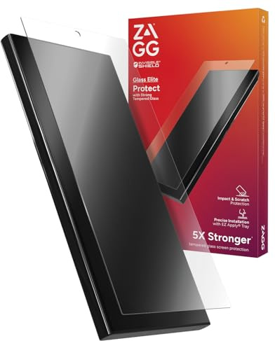 ZAGG InvisibleShield Glass Elite, Displayschutz aus gehärtetem Glas für Samsung S24 Ultra [6.8-Inch], Hüllentauglich, schmutzabweisend, kratzfest, stossfest, einfache Installation (Transparent)