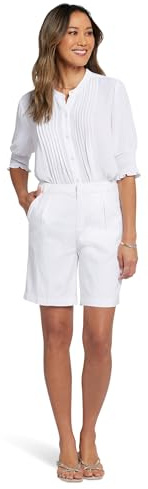 NYDJ Relaxed Short White Stretch Linen | Optic White Optic White 38