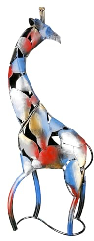 GILDE große Deko Figur Giraffe XL - Skulptur Metall handgefertigt und handbemalt - Dekoration Geschenk - Mehrfarbig Höhe 64 cm