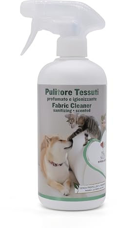 M' MA PETS Pulitore Tessuti Spray Auto e Casa 500ml – Elimina Cattivi Odori di Cani Gatti Animali Domestici – Smacchia Profuma Igienizza Tessuti - Made in Italy