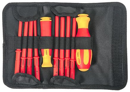 Juego de destornilladores aislados para electricistas de calidad, bolsa de almacenamiento totalmente aislada para varias aplicaciones