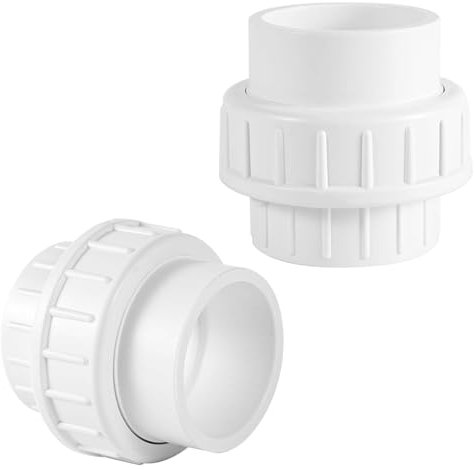 Confezione 2 Raccordi In Pvc, Adattatore In Pvc (Presa x Presa) 5,08cm Slip Union Schedule 40 Slip Adatti Piscine e Applicazioni Idrauliche Esterne