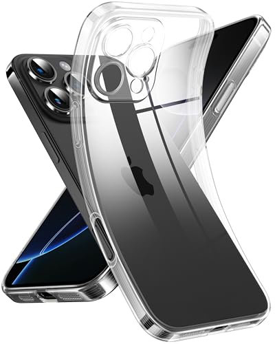 Supdeal Custodia Trasparente per iPhone 16 Pro Max, Mai Gialla con Protezione Fotocamera, Cover Case in Silicone Trasparente Ultra Sottile e Leggera, 6,1, Trasparente