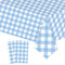 2pcs 137*274cm Blue White Checkered Table Cloth Party,Square Plastic Table Cloth Wipe Clean,Gingham Pvc TableCloths Rectangular Waterproof Plaid Table Cover for Birthday Picnic Easter Party TableCloth