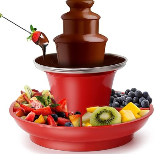 Irishom Máquina de Fuente de Chocolate eléctrica de 3 Niveles con Bandeja Olla para derretir Chocolate Blanco de Acero Inoxidable Antiadherente de Calidad alimentaria Fuente