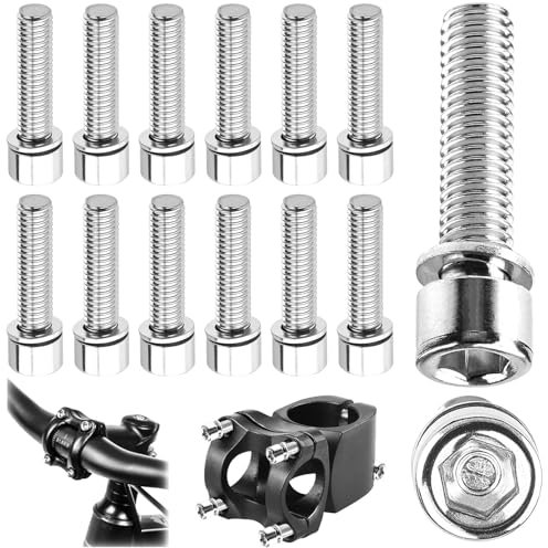 TXXATX 12 Pièces Vis de Potence de Vélo M5x20 mm Vis d'Arbre de Vélo Vis à Cône de Vélo en Acier Inoxydable 304 avec Clé Allen de 4mm pour VTT Vélos de Route Motos