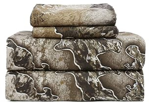 VISI-ONE Realtree Excape Twin Camo 3-teiliges Bettlaken-Set, leicht, kühlend, knitterfreie Mikrofaser, 38,1 cm tief, Unisex, rustikaler Western-Stil, Bauernhaus-Stil für Zuhause, Wohnmobile und