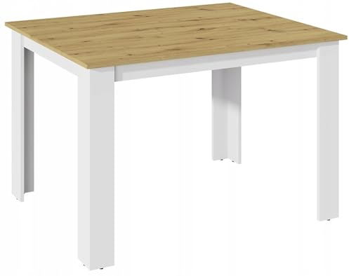 MATKAM Tisch Kongo H 75 x B 120 x T 80 cm, Schlichte, geradlinige Optik, laminierte Möbelplatte, Kratzfest, wasserabweisend, fleckenabweisend (Artisan Eiche-Weiß)