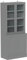 HOMCOM Modern Bookcase with Glass Doors, Display Storage Cabinet with Adjustable Shelves for Living Room, Study, Home Office, Kitchen Cupboard with Small Open Counter, Grey