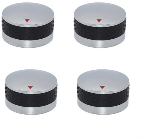 Bulevisiter Gasgrill-Kontrollknöpfe, verchromt, ABS-Kunststoff, Ersatz-Knöpfe mit rutschfestem Griff für Grills, Öfen und Herde (58 mm)