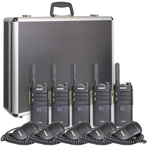 MAAS 5er Team-Set PT-375 mit KEP-360-K im Funkkoffer - 5 PMR446 Funkgeräte inkl. Speakermikes