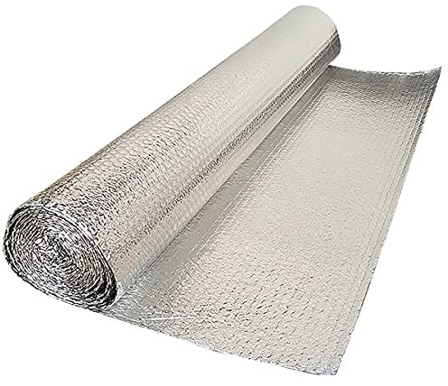 Aluminiumblasen-Isolierfolie, wasserdichtes Alumi Doppelte Blasenisolierung aus Aluminiumfolie, Thermofolie, wärmereflektierende Isolierrolle, Dampfsperre for Dachbodenwände, Dächer, Böden, Dachböden,