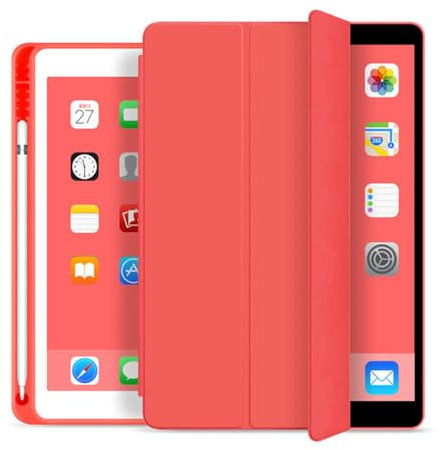 EGHFIXSD Custodia in silicone per iPad 10th 10.9 Cover per iPad 10.2 7th 8th 9th iPad Mini 6 5 per iPad Pro 11 Air 5 4 3 2 1 Custodia con portapenne, rosso, per iPad 5th 6th 9.7