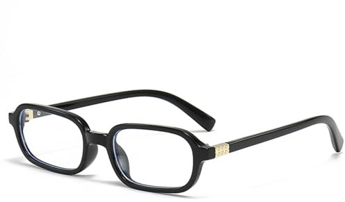 Laurinny Rectangle Blue Light Blocking Glasses for Women Men Small Narrow Square Frame Computer Gaming Glasses(Black)