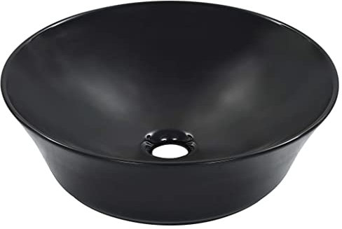 Gecheer Lavabo 41x12,5 cm Céramique Noir, Lavabo de Comptoir Vasque à Poser, Évier de Salle de Bain pour Toilette, WC d'invités