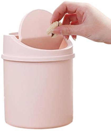 Mini Poubelle De Table, Petite Poubelle De Bureau Avec Couvercle, Poubelle En Plastique Réutilisable, Poubelle De Table Pour Salon Cuisine Chambre À Coucher Salle De Bains Et Bureau,16,5 ×13 ×13cm
