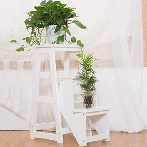 Solid Wood Folding Step Ladder Stool Multifunctional Chair White