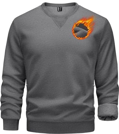 TACVASEN Sweatshirt Herren Fleece Pullover mit Taschen Baumwolle Rundhals Sport Langarmshirt für Herbst Winter