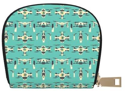 TZTTZT Coole Drohne weißer Druck Kreditkartenetui für Frauen Kartenetui Brieftasche Leder Kreditkartenhalter Brieftasche