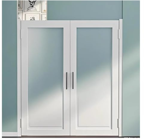 XILYZMO Ingresso Pareti Divisorie Porte A Battente, Legno Pino Vetro Acrilico A Mezza Altezza, Chiusura Automatica Finitura Verniciata Interno Porta Divisoria per Cancello(110x110cm)