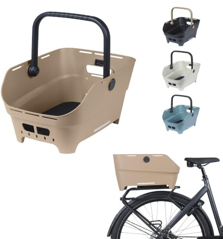 Basil Cento Neo Fahrradkorb Gepäckträger hinten – 21L – aus Recyceltem Kunststoff – Reflektierend – 46.9x23.7x14.1 cm