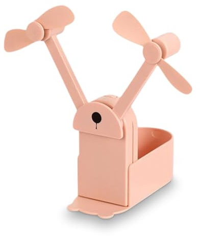 mophrati Pequeño ventilador de escritorio de mano silencioso USB doble cabezal potentes ventiladores con batería recarga en paquete caja para viajes cortos, Rosa 3000mA