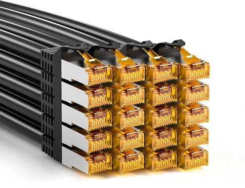 iwillink 20x 0,15M Patchkabel CAT 7, Lan Kabel CAT 7 Kurz - Schwarz