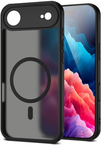 moex für iPhone Air Hülle kompatibel mit MagSafe, Handyhülle Hardcase Stoßfest mit Kameraschutz, Translucent Back Cover, Schutzhülle Wireless Charging, Halo Case, Schwarz