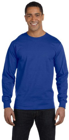 Hanes Beefy-T Men`s Long-Sleeve T-Shirt, 5186, 3XL, Deep Royal