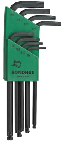 Bondhus 11332 Set of 8 BallStar L-wrenches, sizes T9-T40