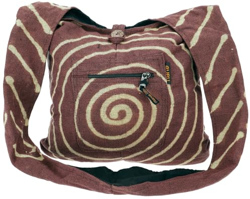Sadhu Bag mit Batik Spirale, große Boho Schultertasche aus Baumwolle | 100% Baumwolle, Unisex, praktische Innentasche, vielseitig einsetzbar