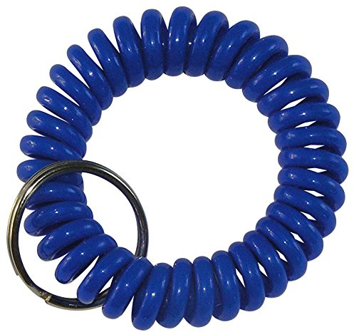 keyfix 5 x Schlüsselband, Fitness Spiral Armband für Garderoben Spind Schlüssel, 5er Pack blau, KF14