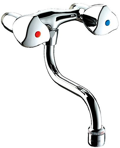 Mélangeur d'évier mural avec tête à clapet Long-life, mâle 15x21, entraxe 110mm à bec L120 Réf : D2670ET