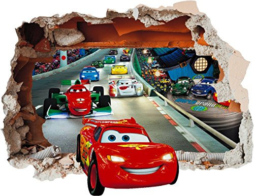 Disney Lightning McQueen SS40034 Vinyl-Aufkleber, Motiv Cars Hole in Wall, Vinyl, Small 250 x 200mm
