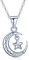 Unendlich U Elegant Mondsichel Mond Stern Damen Halskette 925 Sterling Silber Zirkonia Anhänger Kette mit Anhänger, Silber