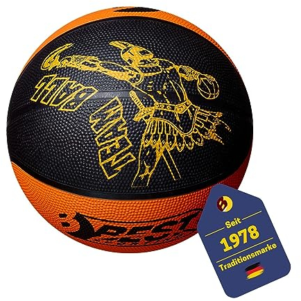 BEST SPORTING Basketball Größe 5 I Kleiner Ball in orange/schwarz I Kinder Basketball mit 22 cm Durchmesser und 300 g I Basketball klein I Basketball Mini I Kleiner Basketball (1)