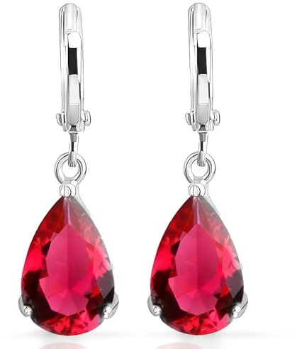 Crystalline Azuria Femme Pendantes Boucles d'Oreilles 18ct Plaqué Or Blanc avec Cristaux en Zircone Larmes de Couleur Rose