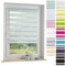 ourdeco® Doppel-Rollo, Duo-Rollo / 120 x 160 cm Pastellblau/lichtdurchlässig, Blickdicht, Montage ohne Bohren