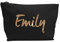 Personalised Name Make up Accessory Wash Bag in Black Colour. Metallic or Glitter Print Christmas Gifts Presents Birthdays (Glitter Rose Gold)