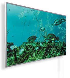 Infrarotheizung mit Bild – Bildmotive – TÜV SÜD - 800 Watt Bildheizung + Smart Thermostat + Könighaus APP - Weißer Rahmen (18. Corallen Riff)