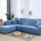 LINWX Graue Farbe Eng gewickelter Sofabezug Elastischer Sofabezug Wenn L-förmiges Ecksofa Capa De Sofa, Hellblau, 4-Sitzer 235-300 cm