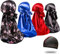 4 x seidige Durags für Herren 360 Wellen, Designer Do Rag, Award 1 Wave Cap, Snackblume blau schwarz rot, MEDIUM